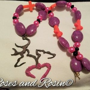 Buck and Doe Heart single strand necklace